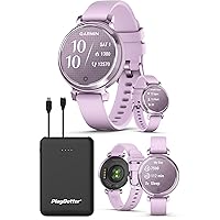 PlayBetter Garmin Lily 2 (Metallic Lilac Silicone) Women's Fitness Smartwatch Bundle - Ladies Watch with Hidden Display, 5-Day Battery & Metal Case - Includes Portable Charger