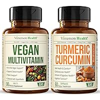 Vimerson Health Vegan Multivitamins for Women & Men & Turmeric Curcumin & Black Pepper Extract - High Absorption Joint Support Supplement