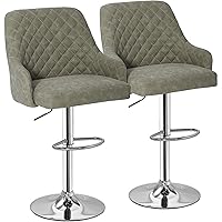 VECELO Adjustable Bar Stools with Back, Bar Height Stools for Kitchen Counter, Bar Stools Set of 2, Dark Gray
