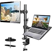 HUANUO Laptop Monitor Mount, Single Monitor Desk Mount Holds 13-32 inch Computer Screen, Laptop Notebook Desk Mount Stand Fits Up to 17 inch, Fully Adjustable Weight Up to 22 lbs