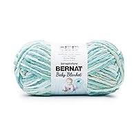 Bernat Baby Blanket 300g Baby Blue- Green Yarn - 1 Pack of 300g/10.5oz - Polyester - 11 Super Bulky - Knitting/Crochet