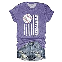 Summer top for Women 2024 Cute Baseball Graphic Trendy Tees Sports Softball Crewneck Short Sleeve Printed Teen Girls Tshirts