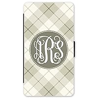 Wallet Case Compatible with Samsung Galaxy S8 Plus Plaid Monogram Monogrammed Personalized Black