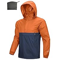 Outdoor Ventures Men's Rain Jacket Waterproof Lightweight Packable Rain Pullover for Hiking Golf Running