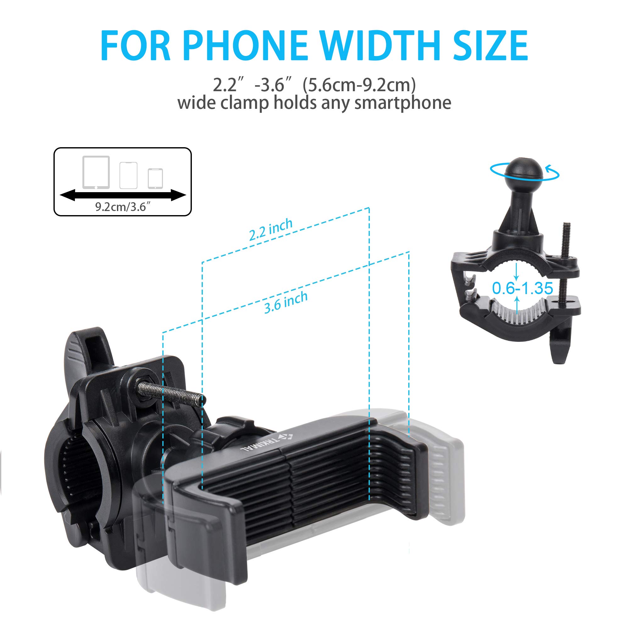 TRKIMAL Bike Phone Mount Universal Adjustable Cell Phone Holder for Bicycle Motorcycle Compatible with iPhone Max Xr Xs X Pro 12 11 8 7 Plus, Galaxy S20 S10 S9 S8 S7 Edge Note 10 9 8 7