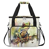 Animal Few Frogs Watercolor Painting (05) Coffee Maker Carrying Bag Compatible with Single Serve Coffee Brewer Travel Bag Waterproof Portable Storage Toto Bag with Pockets for Travel, Camp, Trip