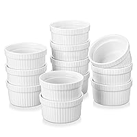 MALACASA Ramekins 1.5 oz set of 12, Mini Ceramic Creme Brulee Ramekins, White Custard Cups, Small Dipping Bowls for Kitchen Serving Sauce Condiments, Dishwasher Oven Safe, Series RAMEKIN.DISH