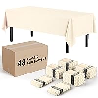 Exquisite Ivory Tablecloths for Rectangle Tables in Bulk 48 Pack Ivory Plastic Disposable Table Cloth 54