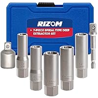 7-Piece Spiral Type Deep Extractor Set, Stripped Bolt Remover Lug Nut Extractor Set for Removing Nuts, Bolts, Studs, Fittings, Threaded Tubes …