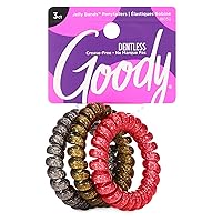 Goody Trend Ponytailers Elastic Thick Hair Coils - 3 Count, Glitter - Assorted - Medium Hair to Thick Hair - Hair Accessories for Women and Girls - Perfect for Long Lasting Braids, Ponytails and More