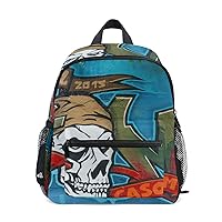 school backpack kids boys Graffiti Skull 2 year old book bags chest clip