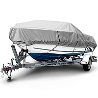 Budge 1200 Denier Boat Cover fits Center Console V-Hull Boats B-1231-X8 (24' to 26' Long, Gray)
