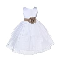ekidsbridal Wedding Pageant White Shimmering Organza Flower Girl Dress 4613S