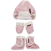 JJ Cole Baby Winter Hat, Mitten, and Booties Set – Winter Baby Essentials – 0 to 6 Months - Blush Pink