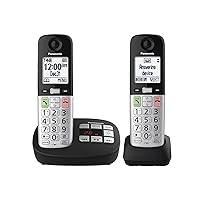 Cordless Phone, Easy to Use with Large Display and Big Buttons, Flashing Favorites Key, Built in Flashlight, Call Block, Volume Boost, Talking Caller ID, 2 Cordless Handsets - KX-TGU432B