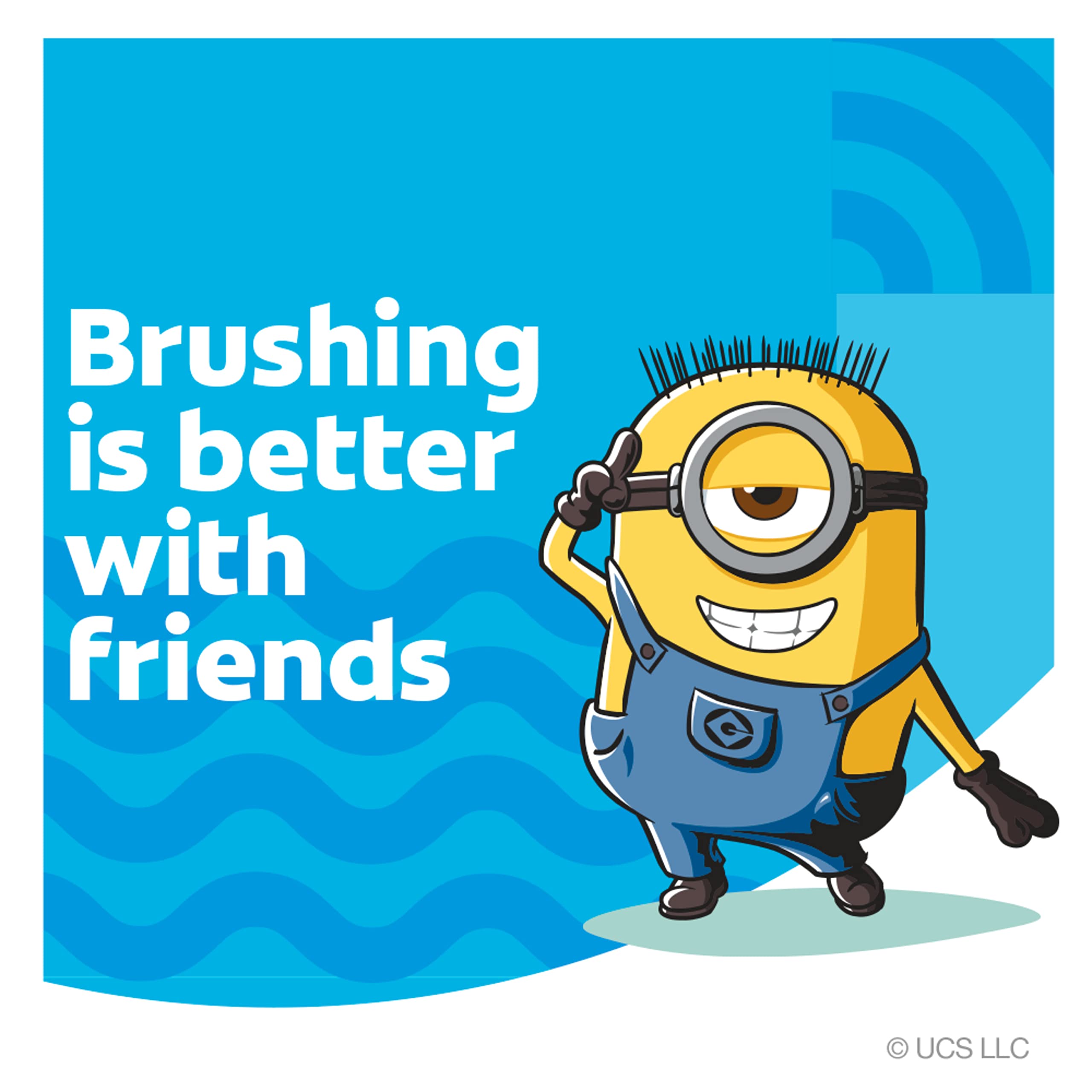 Colgate Kids Battery Powered Toothbrush, Kids Battery Toothbrush with Included AA Battery, Extra Soft Bristles, Flat-Laying Handle to Prevent Rolling, Minion Toothbrush, 1 Pack
