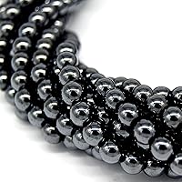 Magnetic Hematite Polished Round Smooth Stone Beads - Natural Gemstone Beads for Jewelry Making - Genuine Real Stone Beads for Bracelet Necklace 15 Inch 8mm