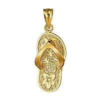 14K Solid Yellow Gold Slipper Flip Flop Pendant Charm, For Mom Daughter Girlfriend, Nickel Free Hypoallergenic for Sensitive Skin, Gift Box Included