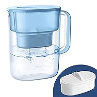 200-Gallon Long-Life Lucid 10-Cup Large Water Filter Pitcher, NSF Certified, 5X Times Lifetime, Reduces PFAS, PFOA/PFOS, Chlorine, BPA Free, Blue