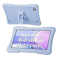 SGIN 10 Inch Kids Tablet 4GB RAM 64GB ROM, Android 12 Tablet with Case, Octa-Core 2.0Ghz Processor, 1280 * 800 IPS, 2MP+5MP Camera, 6000mAh, GPS, WiFi, Bluetooth（Sierra Blue）