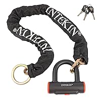 INTEKIN Motorcycle Lock 3.3FT/100cm Motorcycle Chain Lock 8mm/10mm Thick Bike Chain Lock Heavy Duty Security Chain Lock Anti Theft Motorcycle Lock with 16mm Disc Lock for Motorcycles, Gates, and More