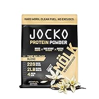 Jocko Mölk Whey Protein Powder - Keto, Probiotics, Grass Fed, Digestive Enzymes, Amino Acids, Sugar Free Monk Fruit Blend - Supports Muscle Recovery & Growth (2 LB, Vanilla)