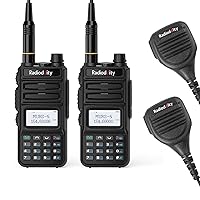 Radioddity MU-5 MURS Radio, License Free Two-Way Radio Rechargeable, Display Sync for Industrial Business Retail + 2 x RD-203 Waterproof Speaker Mic