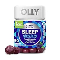OLLY Extra Strength Sleep Gummy, Occasional Sleep Support, 5 mg Melatonin, L-Theanine, Chamomile, Lemon Balm, Sleep Aid, BlackBerry - 50 Count