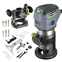 WORKPRO Compact Router Combo Kit, 6.5 Amp Compact Router Fixed Base & Plunge Router for Woodworking Slotting Trimming, 6 Variable Speeds to 32000 RPM