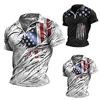 4th of July T Shirt for Men Graphic Printed USA Flag Tshirts Red White Blue Short Sleeve Regular Fit Novelty Clothing