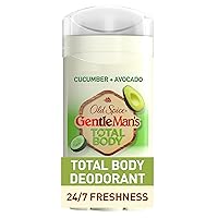 Whole Body Deodorant for Men, Total Body Deodorant, Cucumber + Avocado, Aluminum Free Deodorant Stick for 24/7 Freshness // Dermatologist Tested Whole Body Deodorant, 3.0 oz