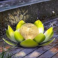 Solar Lights Outdoor Decor(2Pack), Crackle Glass Lotus Solar Light Garden Gifts for Women, Waterproof LED Solar Flower Lights for Patio,Lawn,Walkway,Balcony,Yard