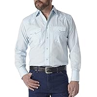 Wrangler Men’s Sport Western Two Pocket Long Sleeve Snap Shirt, Light Blue, 2XL