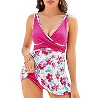 GRACE KARIN Women's Tankini Swimsuits Tummy Control Two Piece Bathing Suit V Neck Swimwear with High Waist Brief