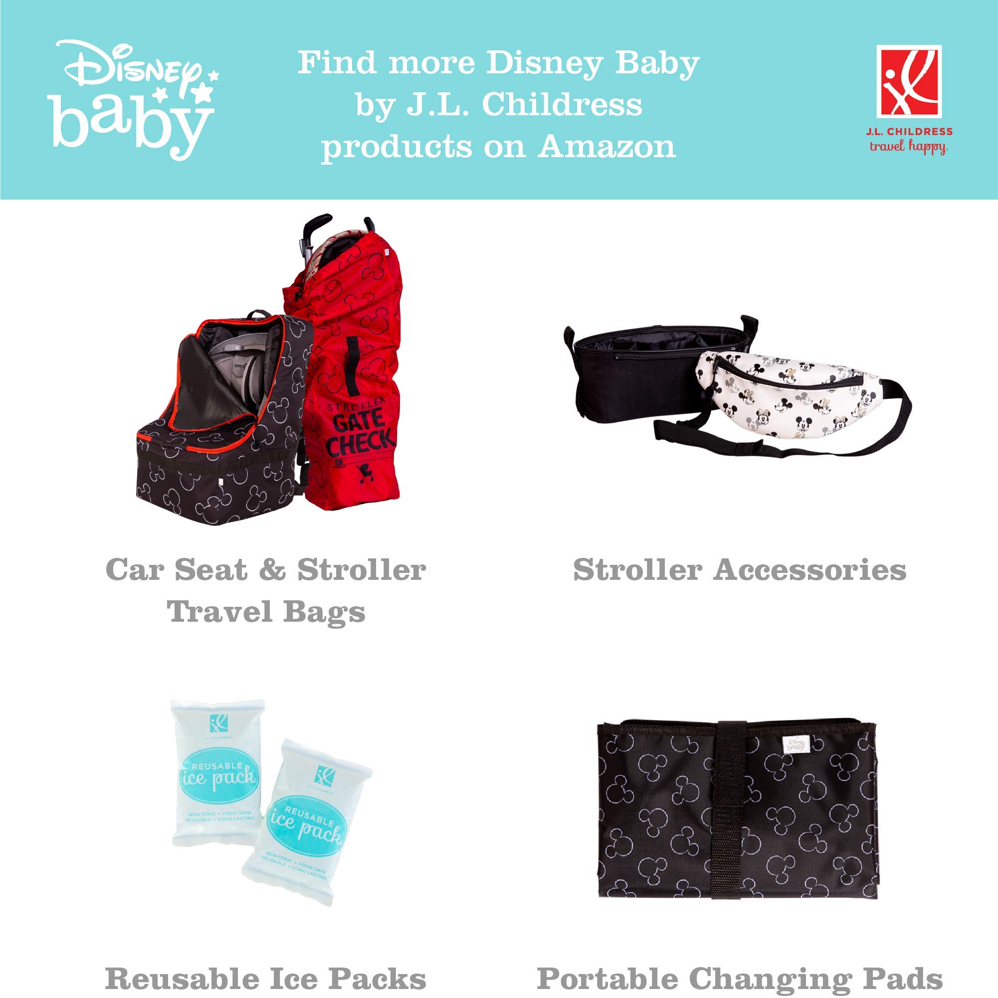 Disney Baby by J.L. Childress MaxiCOOL 4-Bottle Breastmilk Cooler, Baby Bottle & Baby Food Bag, Mickey Black
