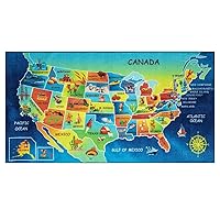 762 USA Map HD USA Map Area Rug for Childrens, Floor Mat, Multicolor (3'3