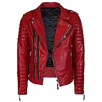 Men's Brown Distress Leather Jackets Motorcycle Bomber Slim Fit Biker Stylish Outerwear Zipper Jacket