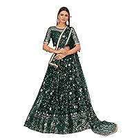 Trendy Sequins Embroidered Net Party Wear Lehenga Choli Indian Woman 5970