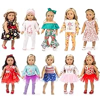 19 pcs American Doll Clothes Gift for 18 inch Doll Clothes and Accessories, Including 10 Complete Sets of Clothing