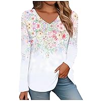 Off The Shoulder Top,Long Sleeve Tops for Women V Neck Printed Fashion Summer Y2K Blouse Casual Loose Fit Oversized Tunic T Shirts Off The Shoulder Top