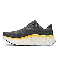 New Balance Men's Fresh Foam X More V4 Running Shoe, Black/Coastal Blue/Ginger Lemon, 8.5