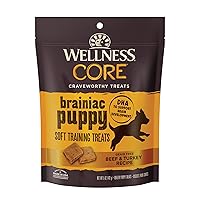 Wellness CORE Brainiac Puppy Soft Training Dog Treats (Previously Puppy Bites), Grain Free, Beef & Turkey, 5 Ounce Bag