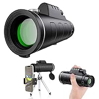 40x60 Monocular Telescope, Tripod for Bird Watching Hunting Hiking Fishing Outdoors Sporting and Concert, HD Bak4 Prism Monocular Waterproof Monocular Scope with Phone Holder Clip