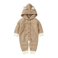 All Hoodie for Boys Newborn Infant Boy Girl Knitted Sweater Baby Hooded Jumpsuit Romper With Ears Sweat Shirts