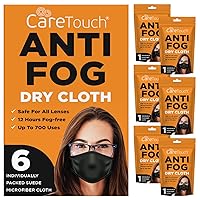 Anti-Fog Dry Cloth - Anti Fog Wipes for Glasses - Individually Wrapped Suede Microfiber Cloth - Safe for All Lenses - 24-Hours Fog Free - Care Touch Lens Wipes - Eyeglass Cloth for Cleaning