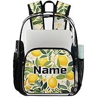 Sweet Lemons Theme Personalized Clear Backpack Custom Large Clear Backpack Heavy Duty PVC Transparent Backpack with Reinforced Strap for Work Travel