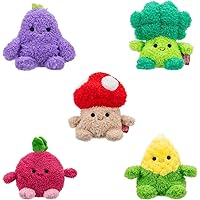 4.5-inch RootBumz Plush 5-Pack - Stan Mushroom, Ronnie Radish, Bobby Broccoli, Colby Corn, and Erinn Eggplant Collectible Stuffed Toys - from The Makers of Original Squishmallows