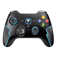 EasySMX Wireless Bluetooth Controller for PC/PS3/Android, Computer Gaming Controller with Turbo, Hall Trigger and Dual Vibration -black blue