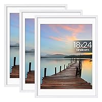 18x24 Poster Frame 3 Pack, Picture Frames with Detachable Mat for 16x20 Prints, Horizontal and Vertical Hanging Hooks for Wall Mounting, White Photo Frame for Gallery Home Décor