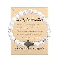 BNQL Godmother Gifts from Godchild Bracelet Godmother Thank You Gift Natural Stone Cross Bracelet Godmother Jewelry Proposal Gifts